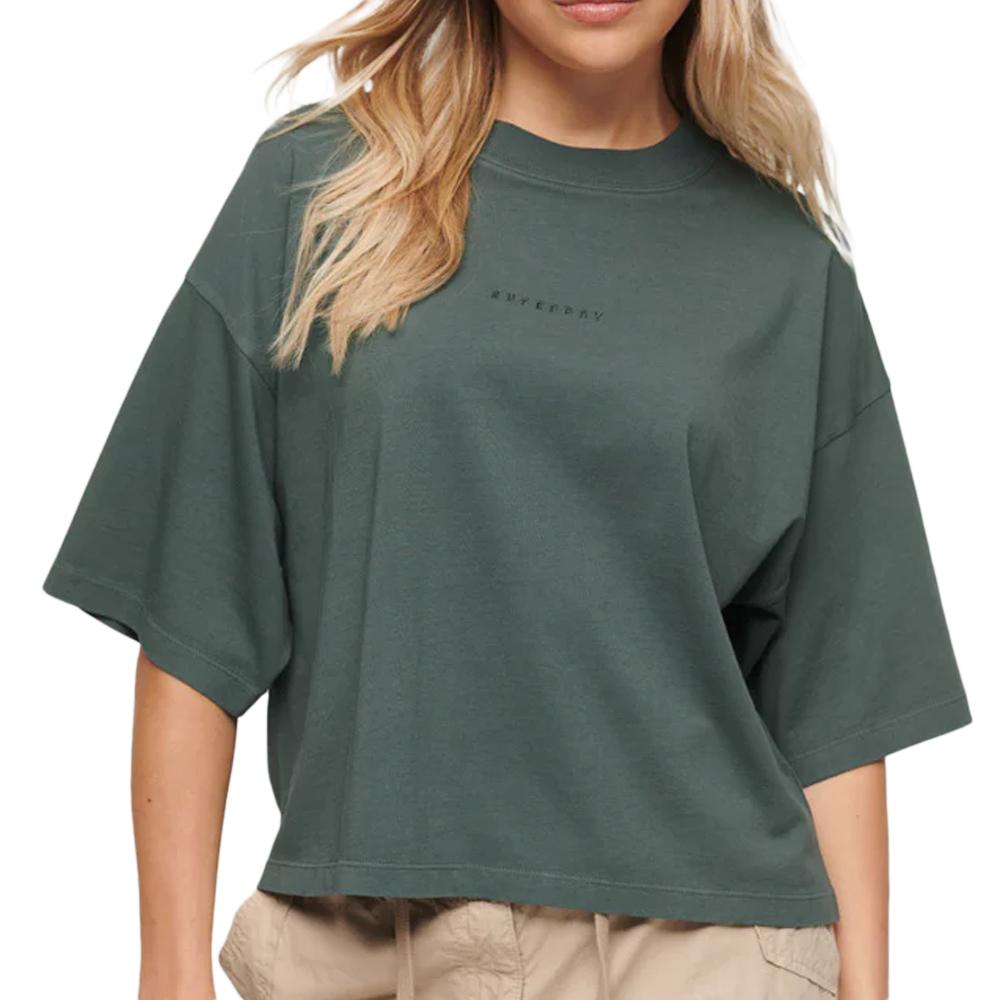Superdry T-shirt Vert Femme Superdry Micro Logo