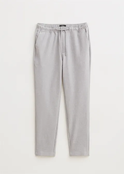 Pantalon met gemêleerde look grijs (GRS.MEL)