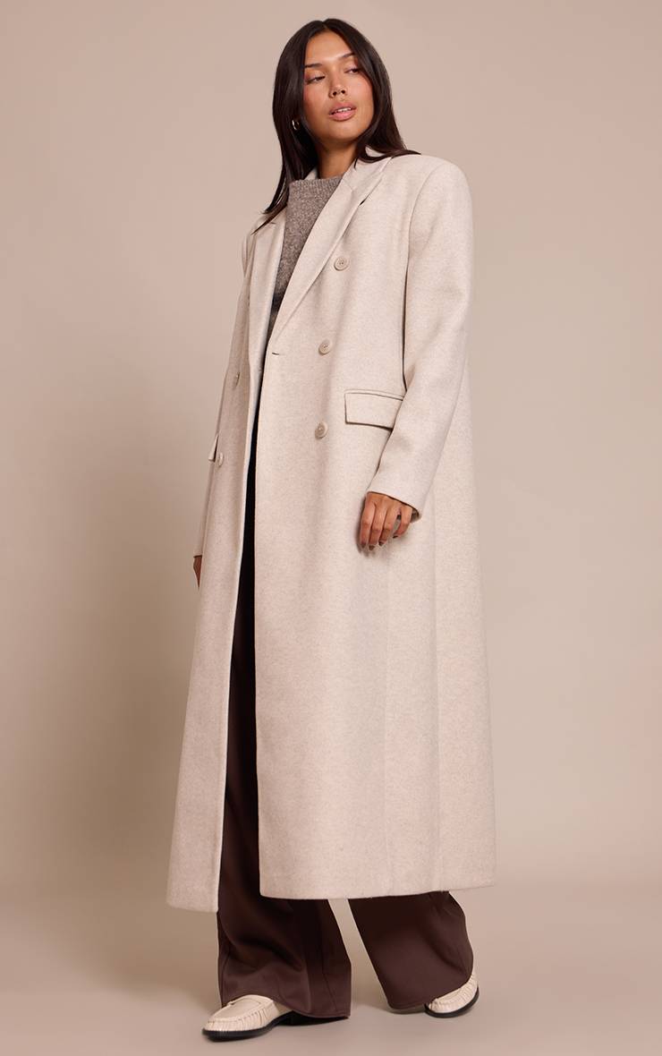 Gris Clair Manteau Structuré Oversized À Double Boutonnage