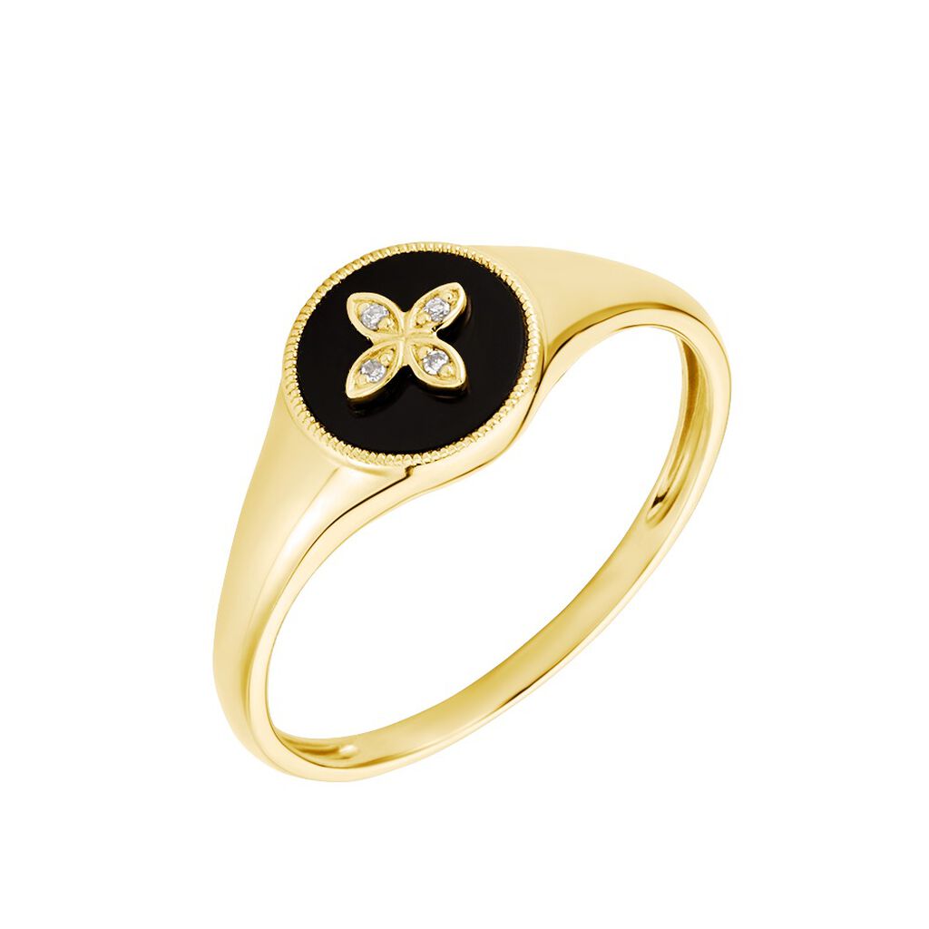 Bague Talisman Or Jaune Agate Diamant