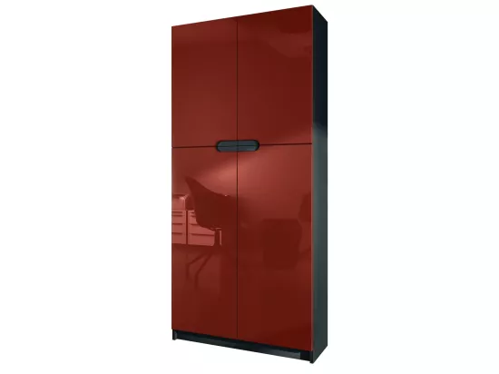 Armoire De Bureau Noir Mat Et Bordeaux Laqué (lxhxp) : 82 x 185 x 37