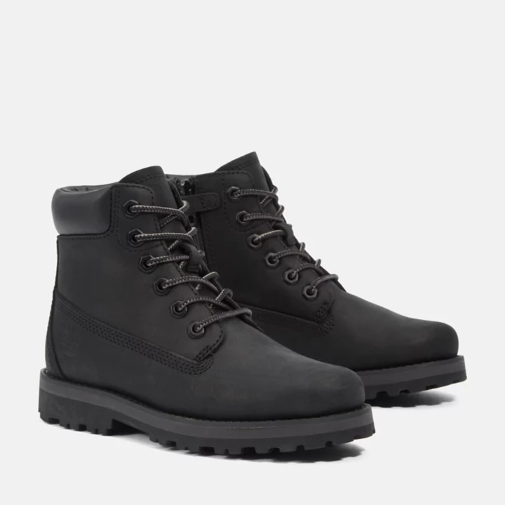 Bota infantil Courma Kid de 6 polegadas com zíper lateral, na cor preta.