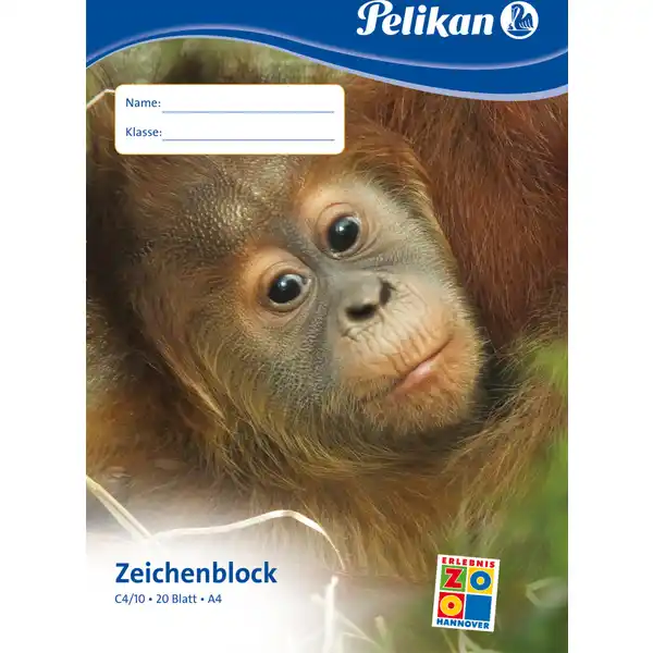 Zeichenblock mit Tiermotiv C4 / 20, A4, 10 Blatt, sortiert