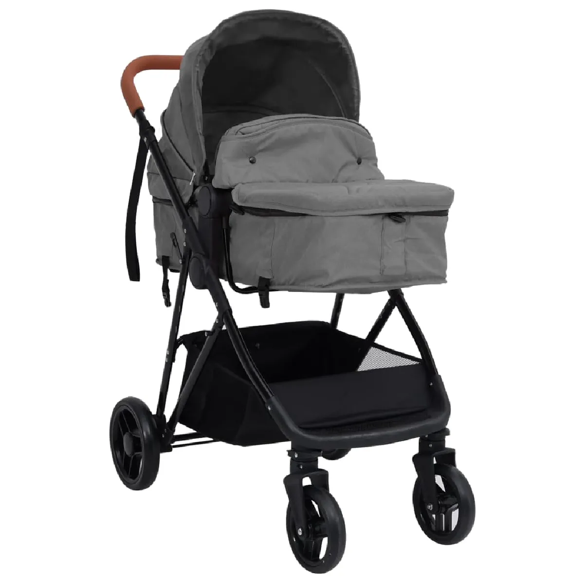 vidaXL Poussette 2-en-1 Gris clair et noir