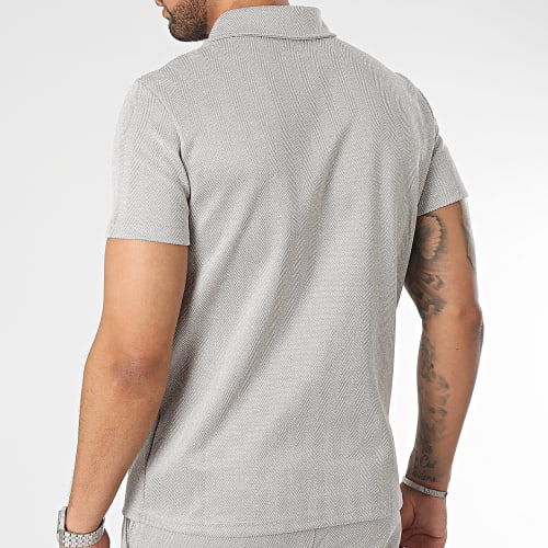 Ensemble Polo Manches Courtes Et Short Jogging Gris Chiné