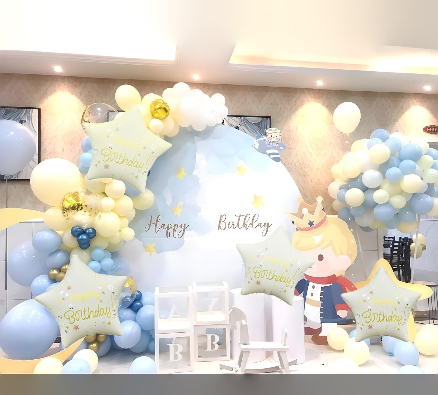 (6er Set) 46x46cm Party Ballon Folien Luftballon Deko Happy Birthday Stern - Beige