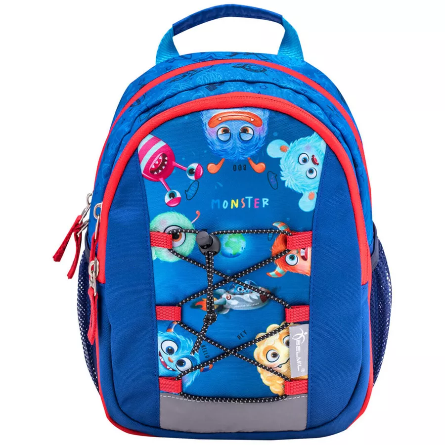 Belmil Kindergartenrucksack Mini Kiddy Kindergartenrucksack für 1-3 Jährige Kinder mit Brustgurt Cool Monsters