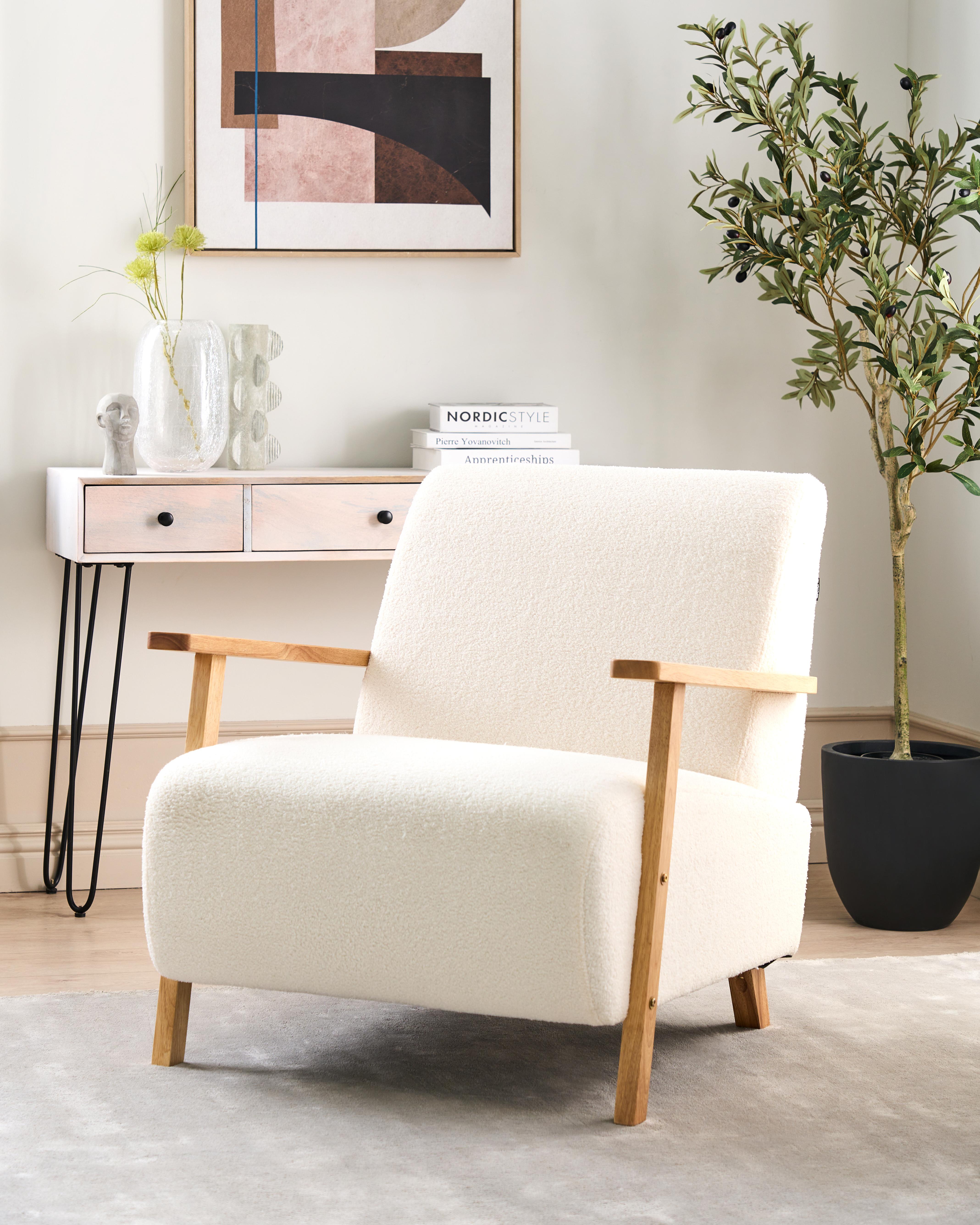 Fauteuil LESJA Bouclé Lichtbeige