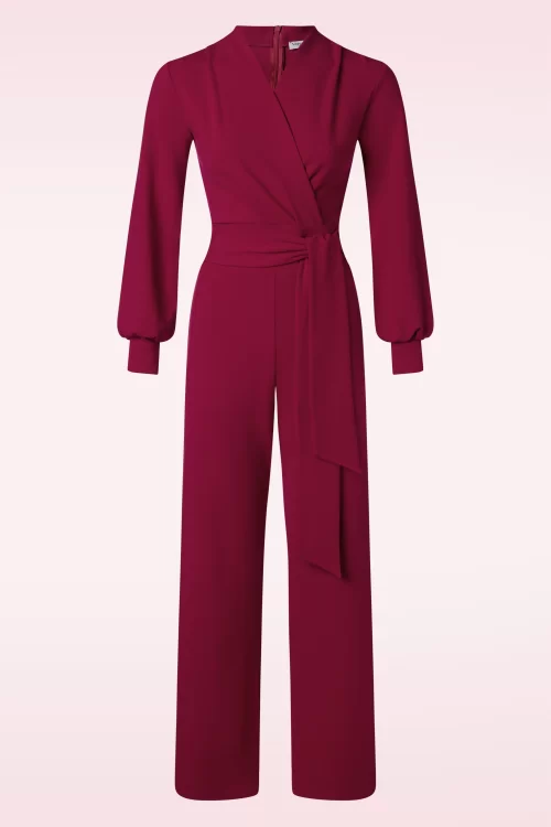 Very Cherry Emmylou Jersey Crepe jumpsuit in donkerrood