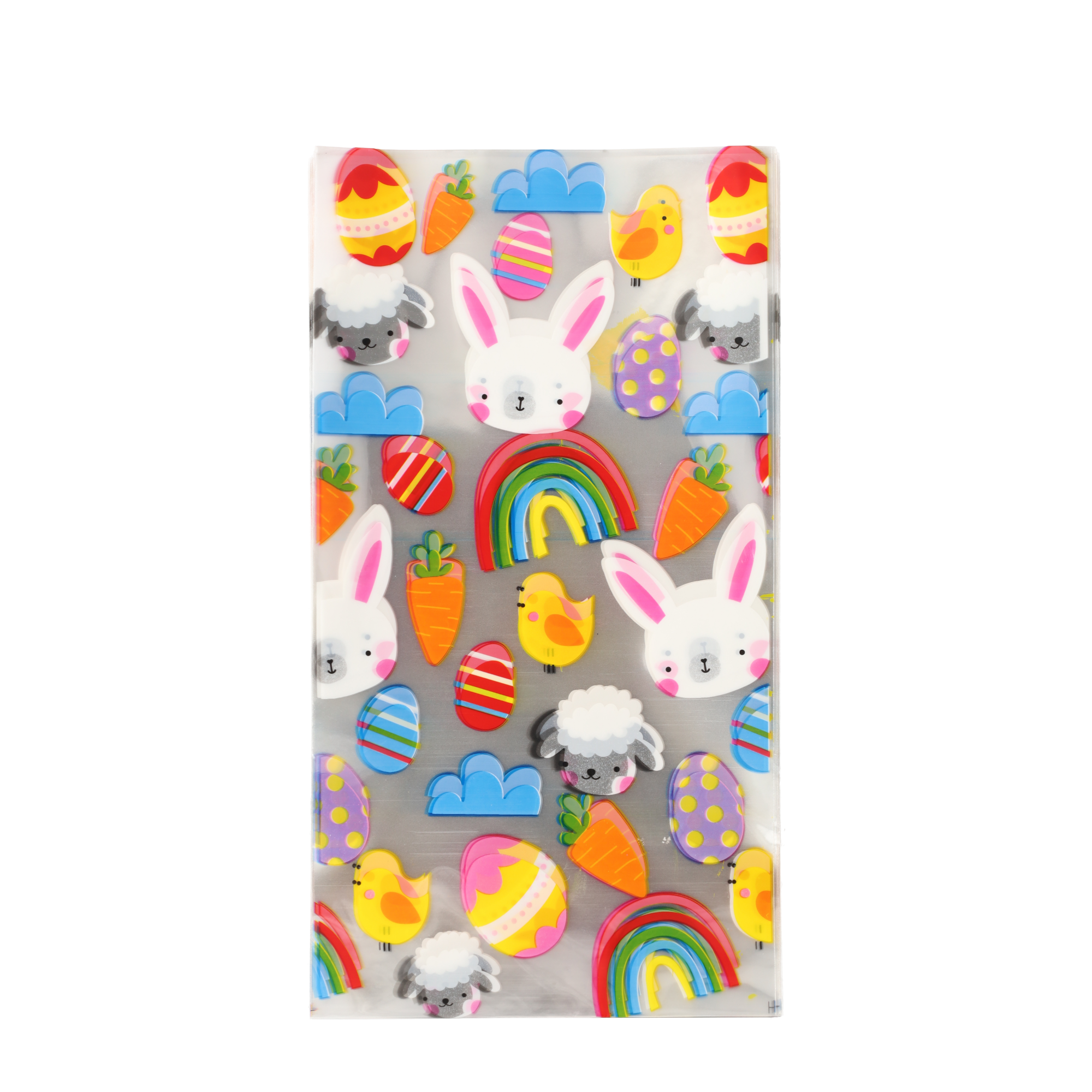 (100er Set) Ostern Cellophan Candy Gift Osternest Beutel - Transparent / Bunt