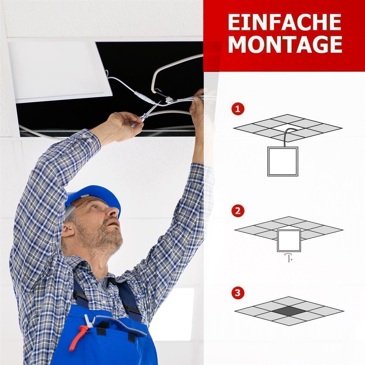 5x LED Panel 62x62 Neutralweiß 4000K 36W UGR
