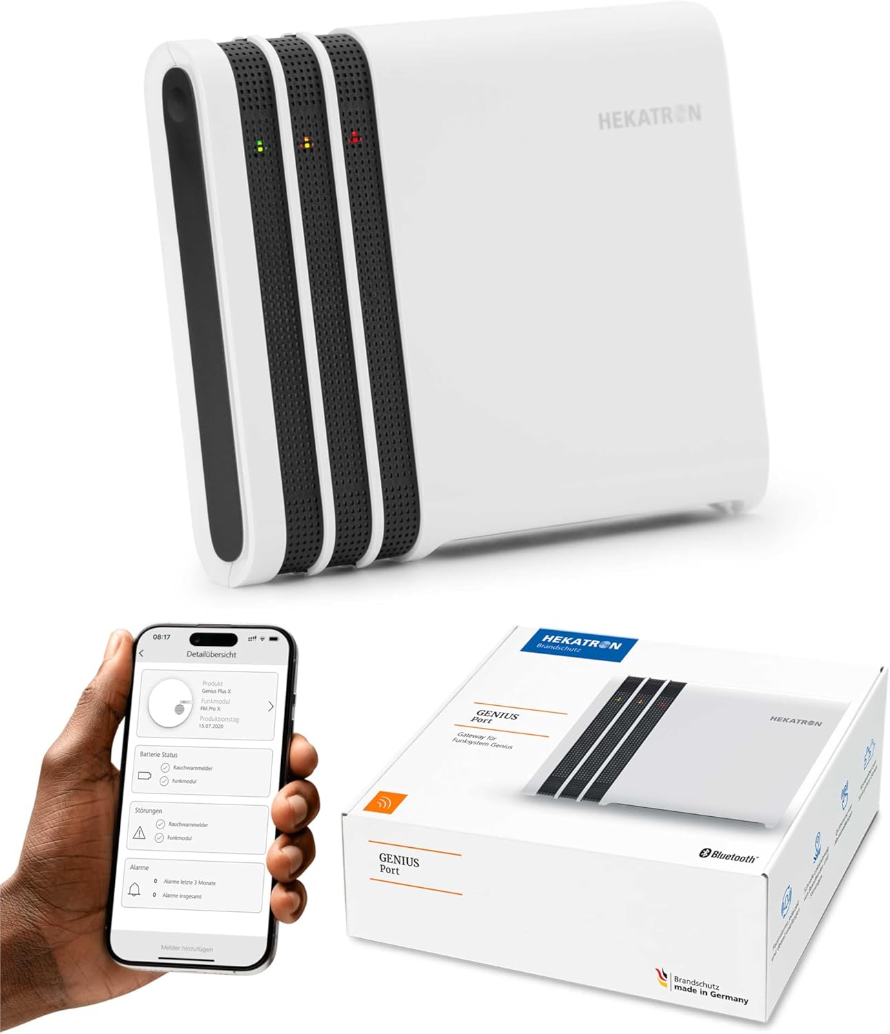 Hekatron Genius Port – Funkgateway für Rauchmelder Genius Plus X – zuverlässige Alarmweiterleitung auf Mobile Endgeräte, einfache Installation