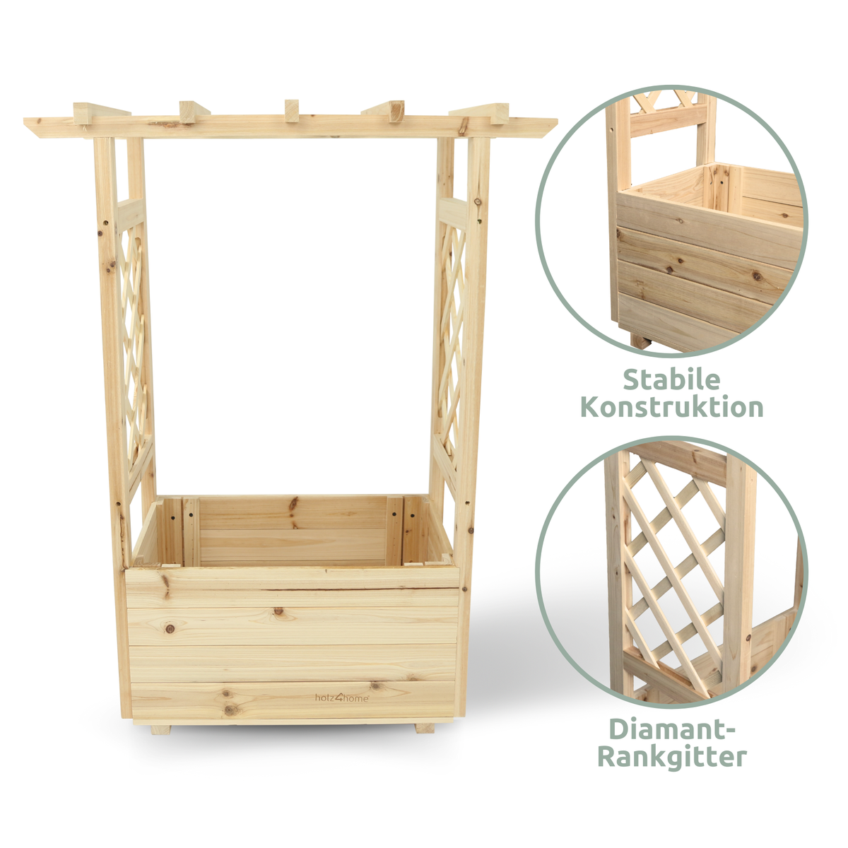 holz4home plantenbak met dennenhouten dak inclusief fleecevoering S