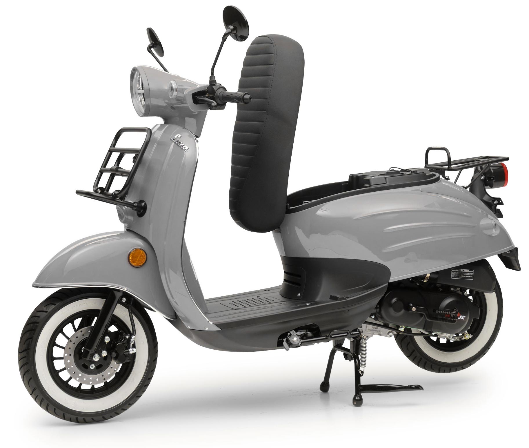 Motorroller Retro Luna Grau 50ccm 45 kmh Moped Scooter