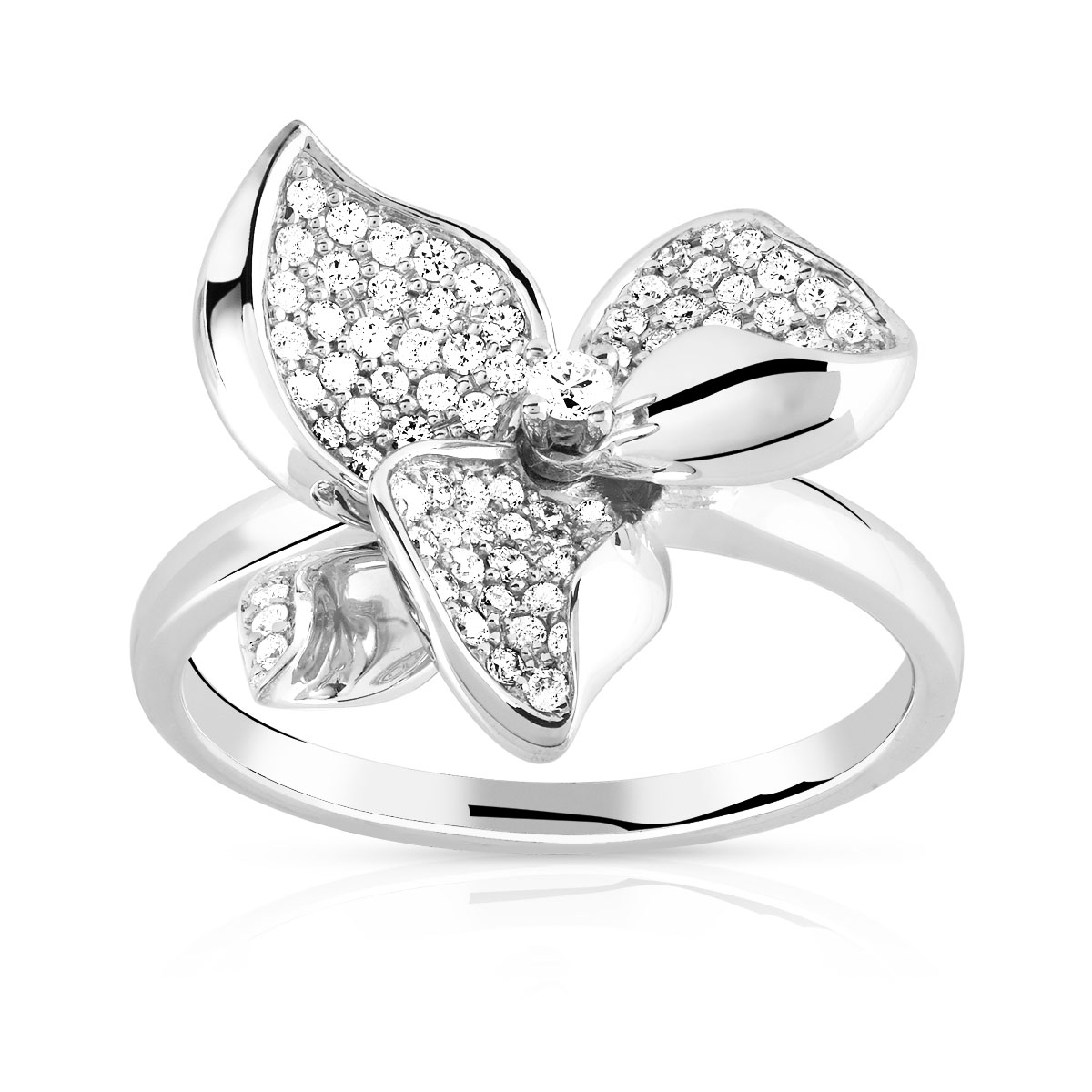 Bague or 750 blanc diamant
