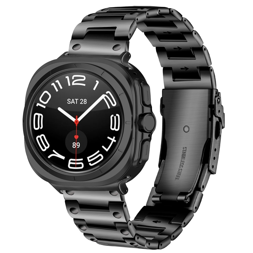 Samsung Galaxy Watch 8 (40mm) Edelstahl Gliederarmband mit Faltschliesse - Schwarz