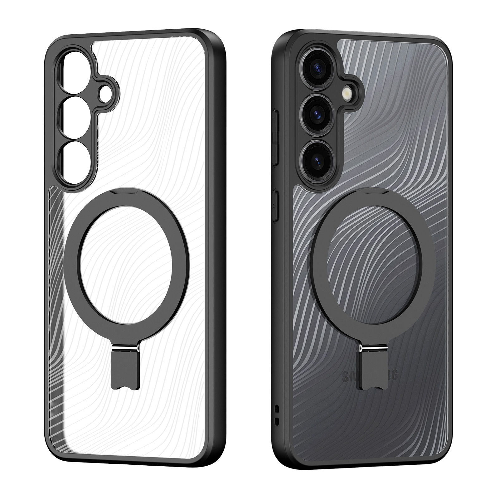 Samsung Galaxy S25 Hybrid Hardcase Hülle   TPU Bumper   Kickstand Aufsteller MagSafe-Modul - Schwarz