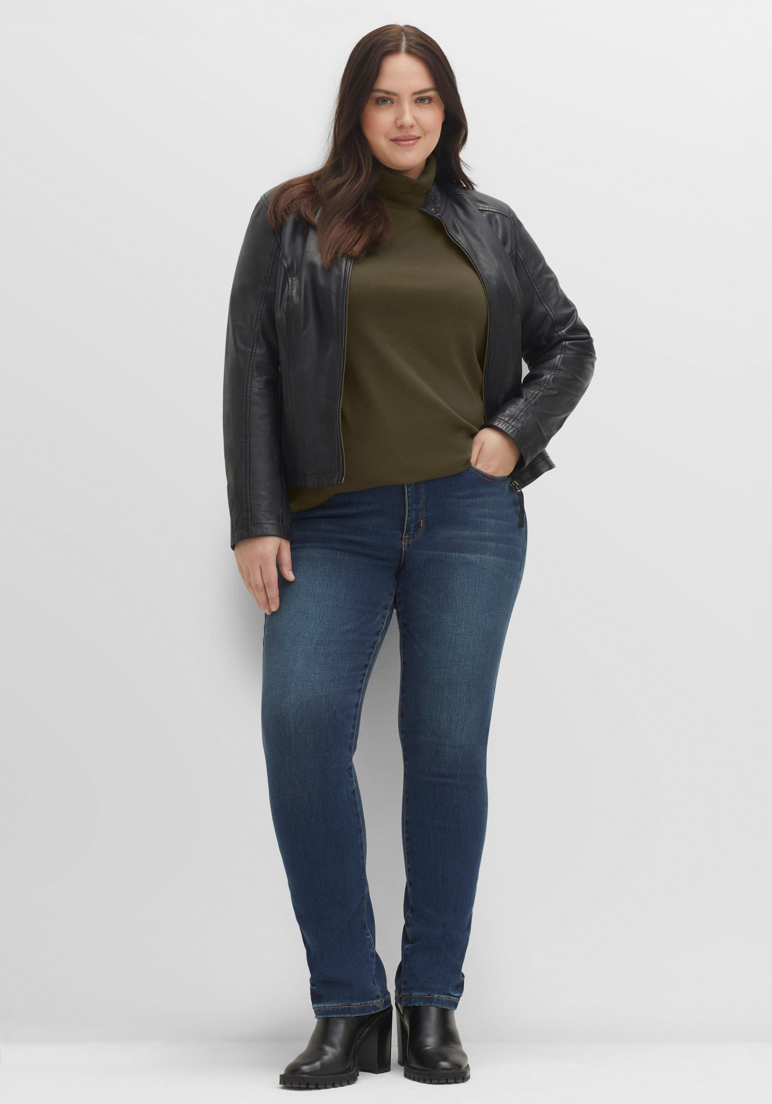 Langarmshirt mit Rollkragen, in A-Linie