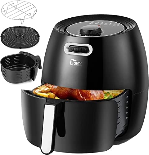 Friteuse Sans Huile, Uten Friteuse à Air 1800W, 6.5L Air Fryer  2 à 8 personnes, Panneau Tactile LED avec 8 Programmes, Paniers Antiadhésifs, Sans BPA/PFOA : Cuisine et Maison