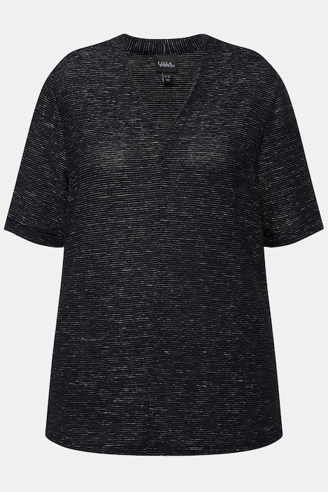Sweatshirt, Struktur, V-Ausschnitt, Halbarm