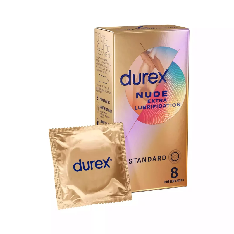 Durex Nude Extra Lubrification - 8 Préservatifs