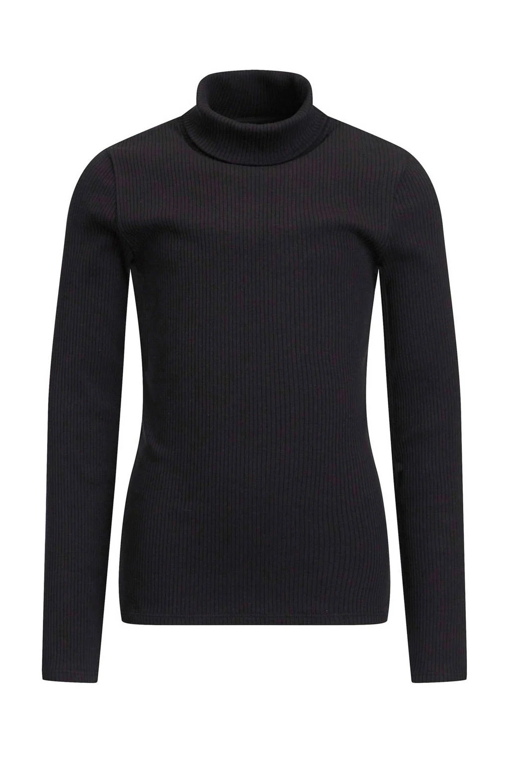 WE Fashion ribgebreide coltrui Myla zwart