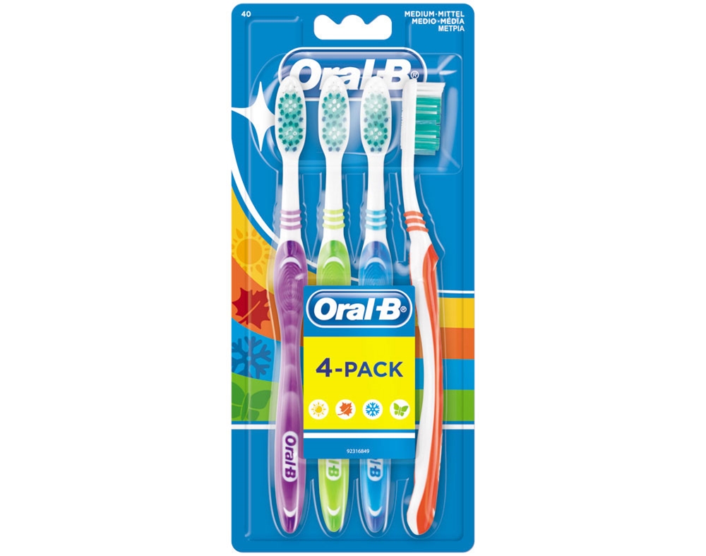 ESCOVA ORAL-B DE DENTES SHINY CLEAN MÉDIA PACK 4UN
