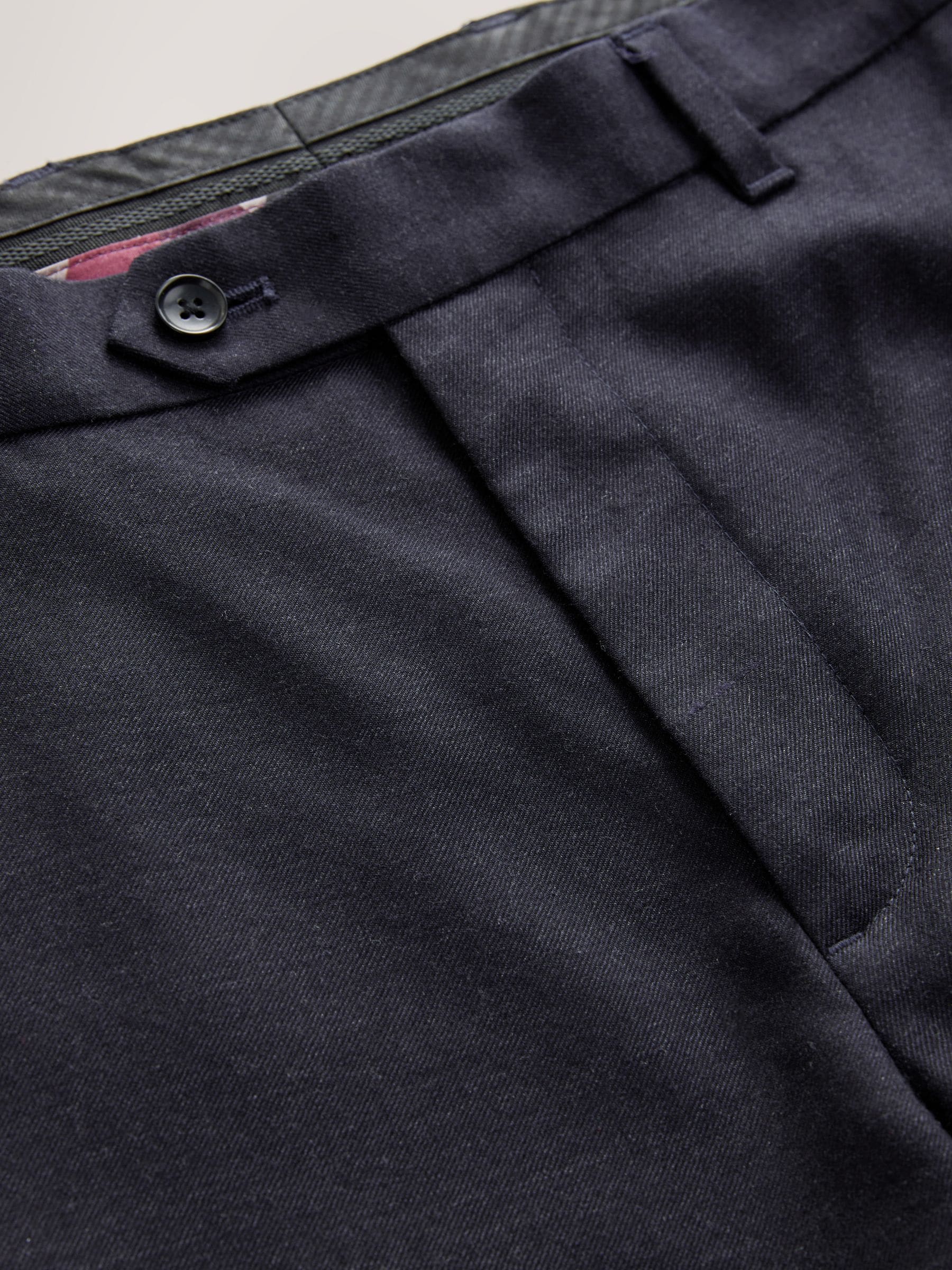 Donkerblauw - Normale Pasvorm - Signature - 100% Wollen broek met Motion Flex-tailleband