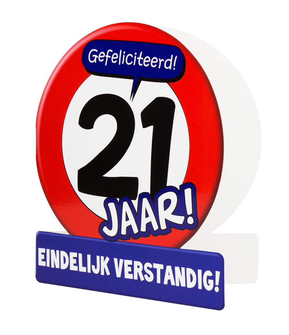 Verjaardagskaart 21 Jaar Verkeersbord 16,5cm