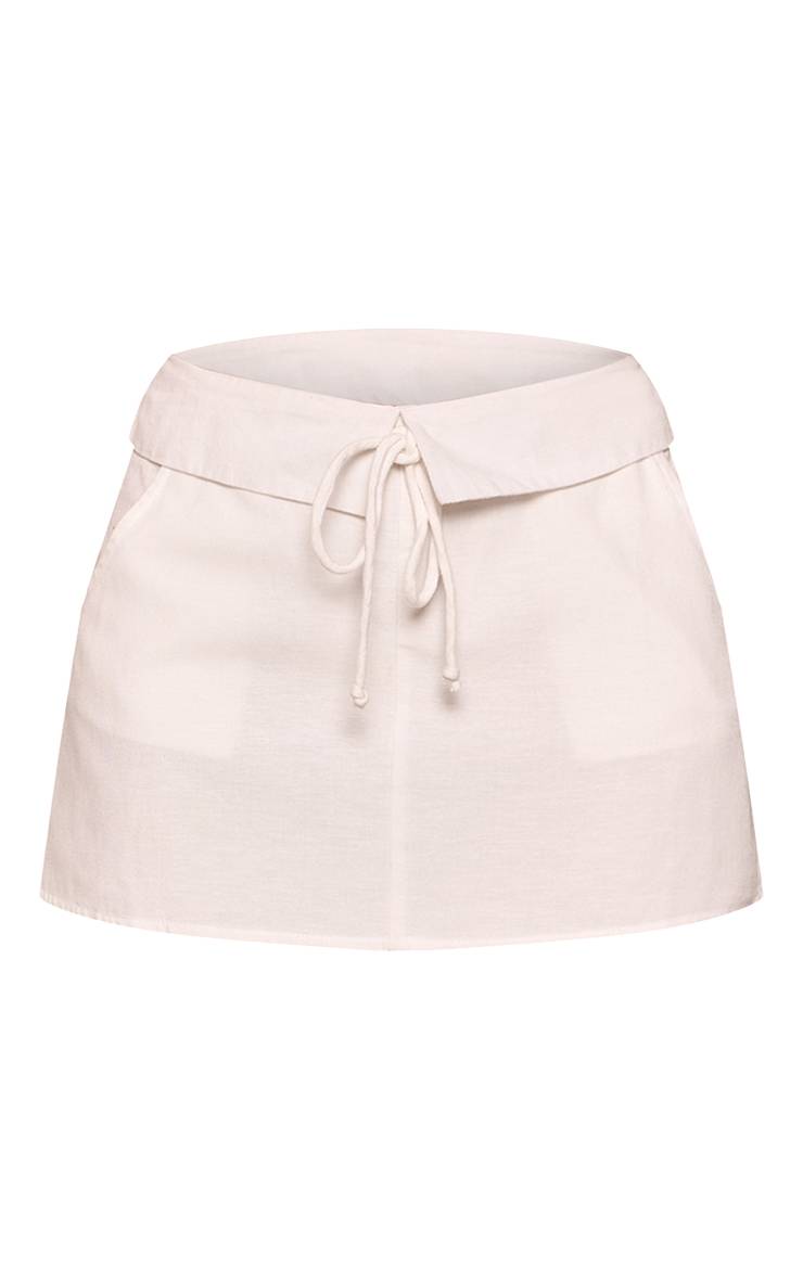 Crème Mini-jupe En Coton À Taille Repliée