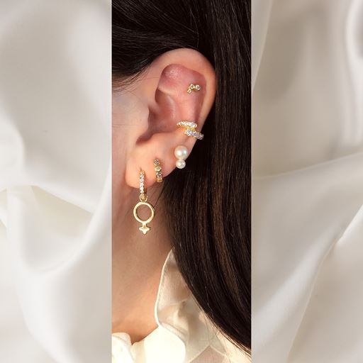The Earring Shop Ellie Huggie Creol, Guld
