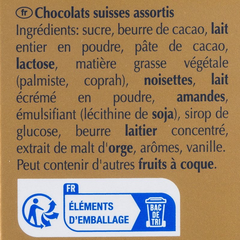 Napolitains Swiss Premium Chocolate Lindt - Boite de 500 g - 76 pièces