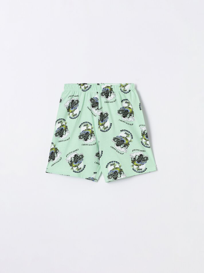 Conjunto de pijama curto estampado - Verde Maçã