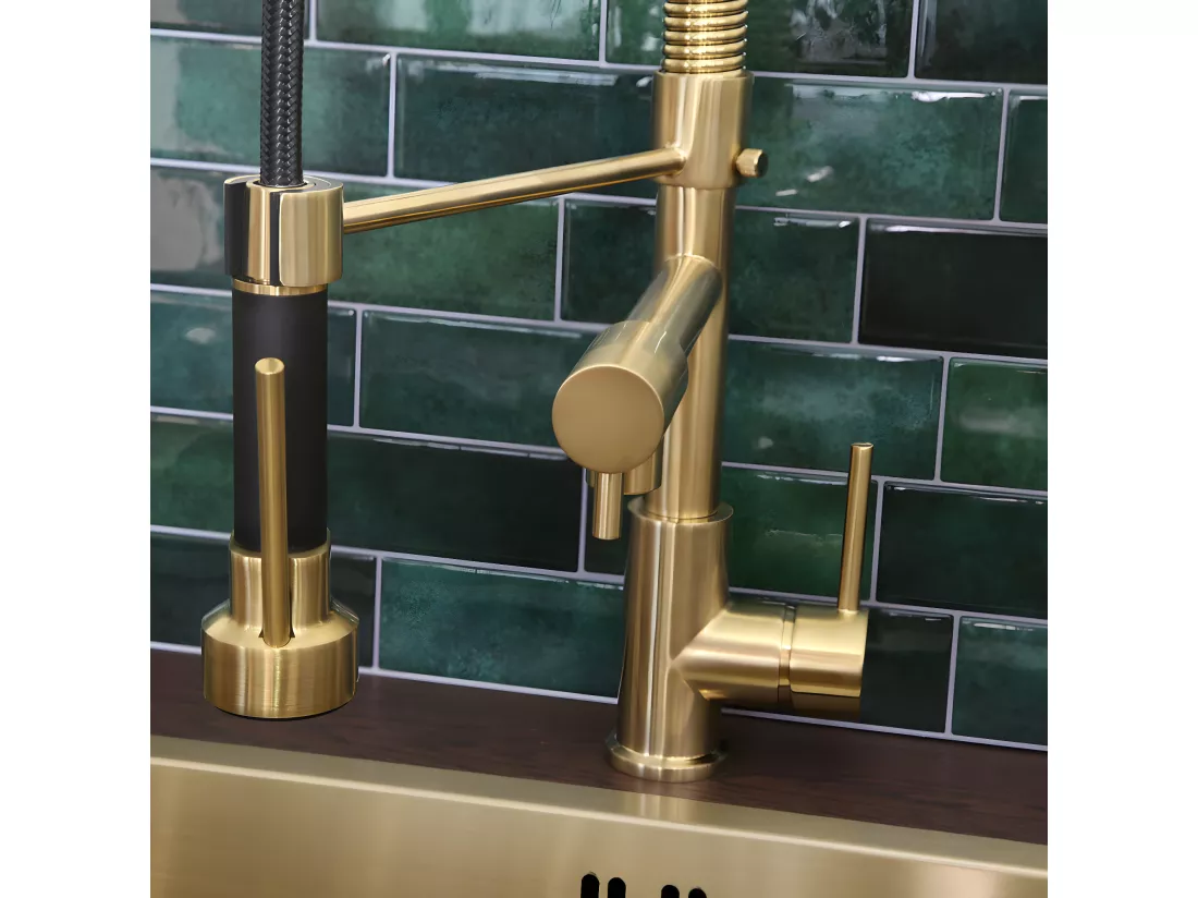 Big Pro mitigeur évier à douchette mobile or - Essebagno