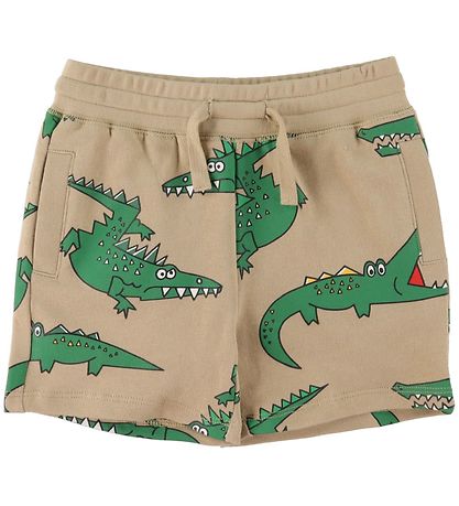 Stella McCartney Kids Sweatshorts - Beige/ Grøn m. Krokodiller