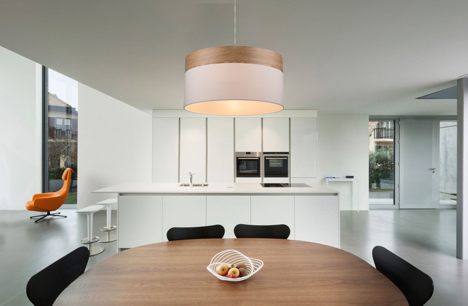 Pendelleuchte - braun-beige - Holz - 1-flammig