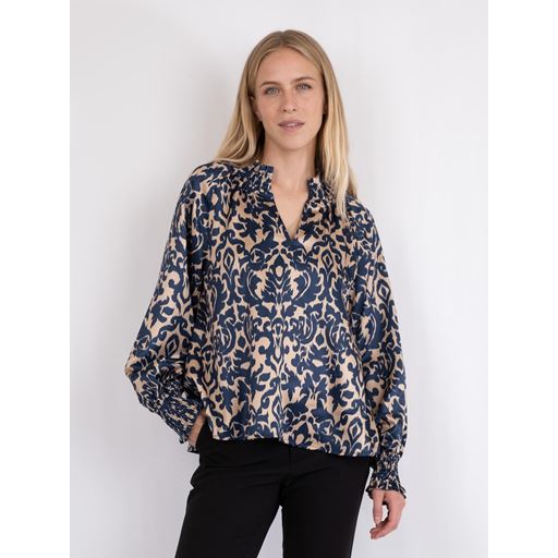 Neo Noir Stone Flower Blur Bluse, Bright Camel, 34