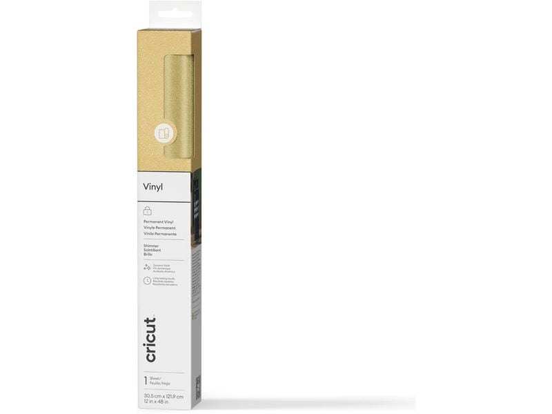 Cricut Vinylfolie Permanent Glanz 30.5 x 122 cm, 1 Stück, G Selbstklebendes Vinyl Permanent Gold