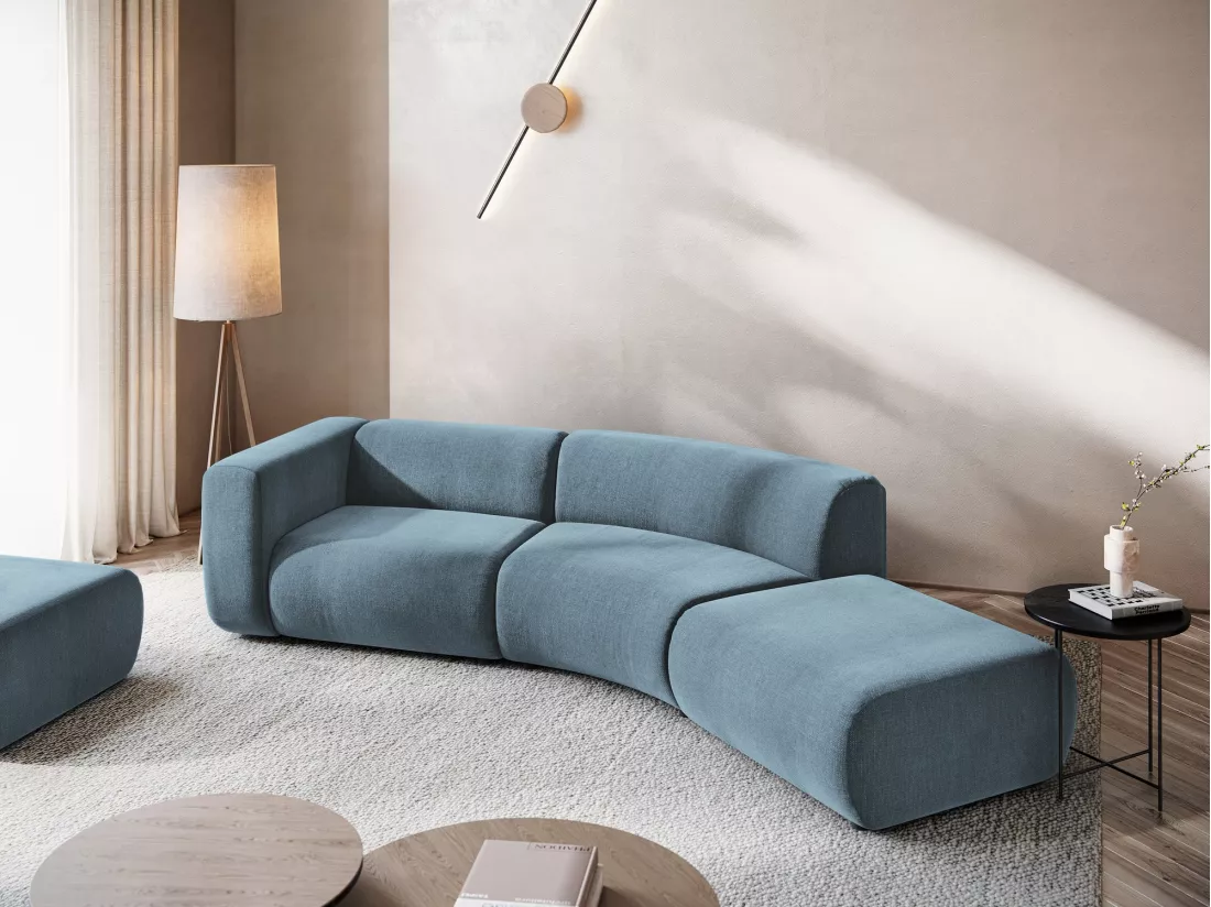 Canapé modulable 4 places droit en tissu chenille - jeans - EKAHI