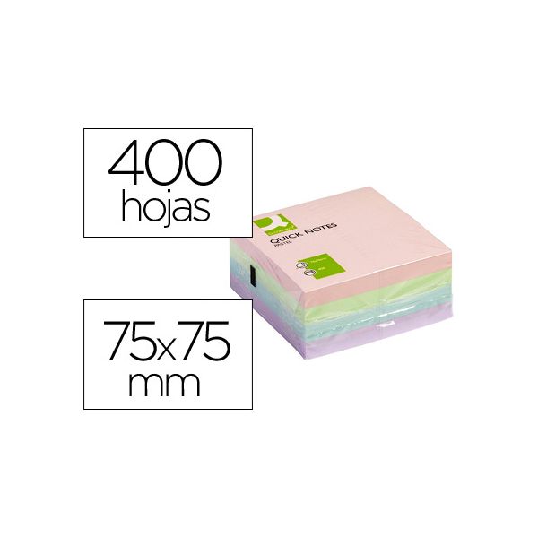 Q-Connect Bloco Notas Adesivas 75x75mm Pastel Colours - KF01347