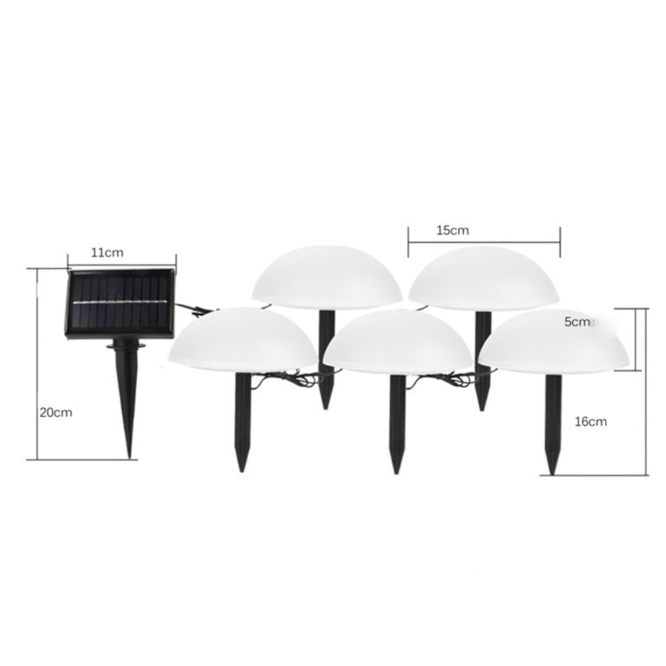 (5er Set) Runde LED Solar Lampe Outdoor Gartenleuchte mit Dämmerungssensor   Erdspiess (IP65) - Warmweiss
