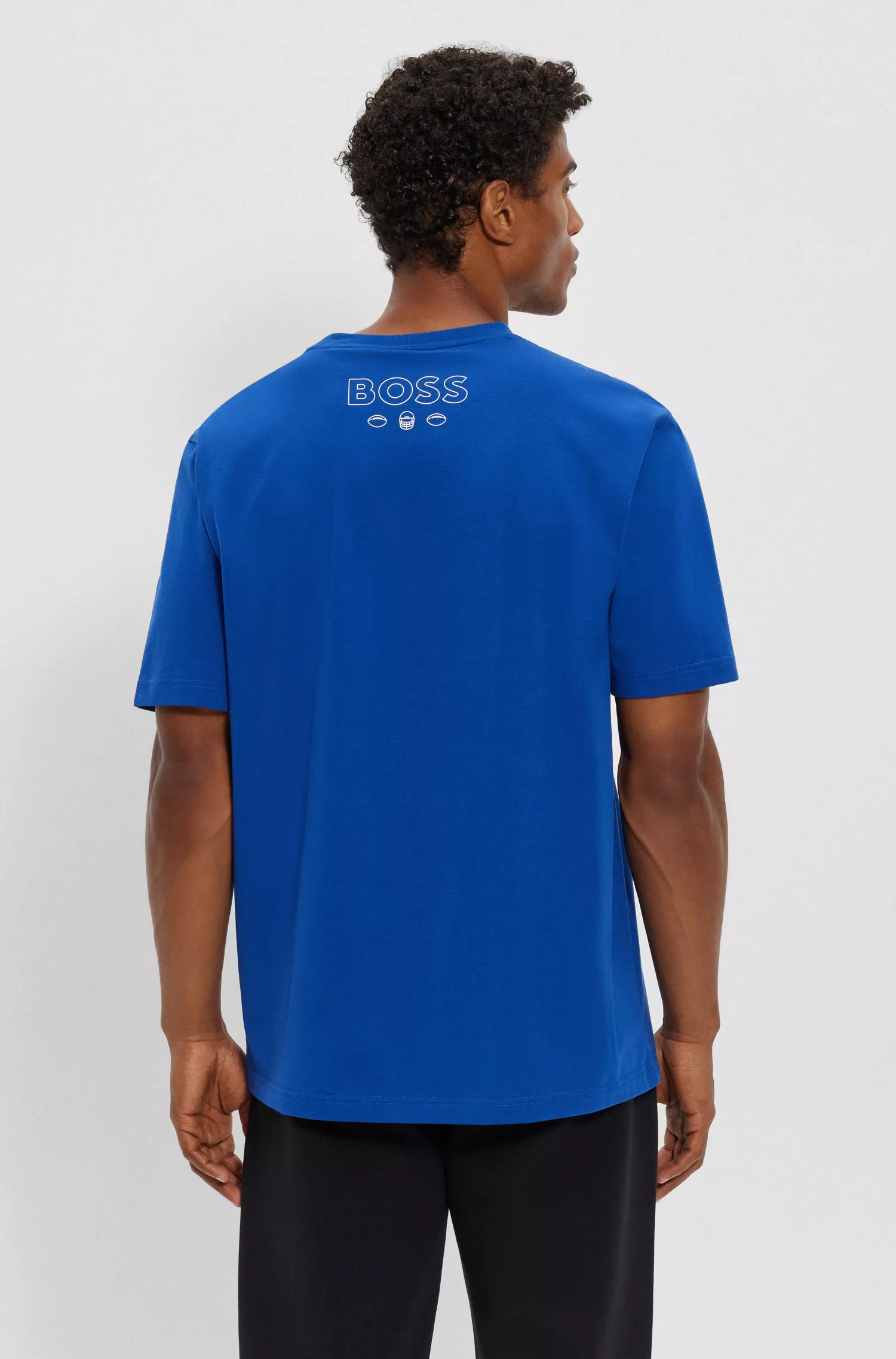 Camiseta BOSS Orange-BOSS x NFL em algodão stretch com estampa da colaboração.