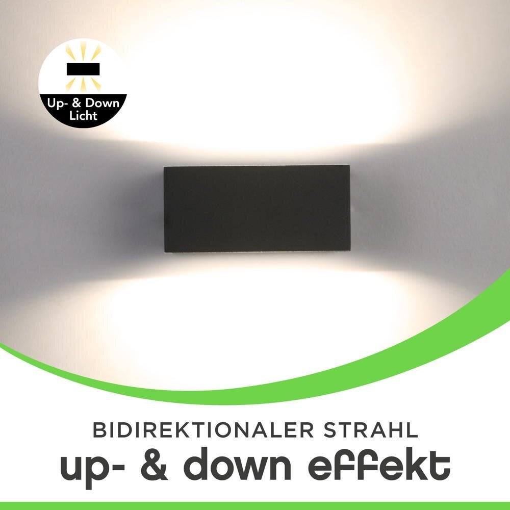 Gemini LED buitenwandlamp in antraciet, up- en downlight 3000K, 65x89x140mm