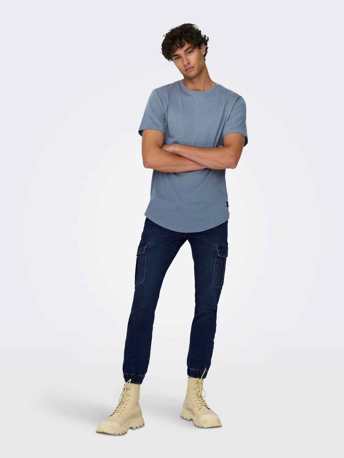ONSWEFT Mid Rise Normal geschnitten Jeans Dark Blue Denim