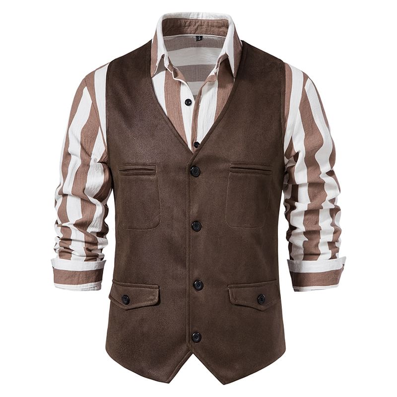 YIKES - V-hals effen enkelrijs imitatiesuède vest