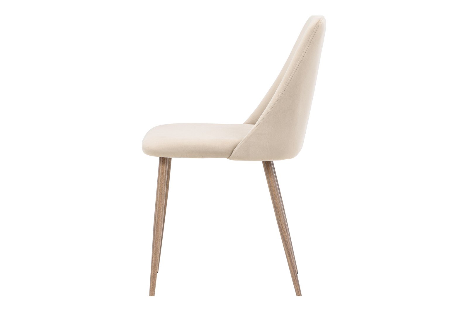 Night Spisestol. Sett av 2. Sett av 2. Beige fløyelsstoff med valnøtt ben.