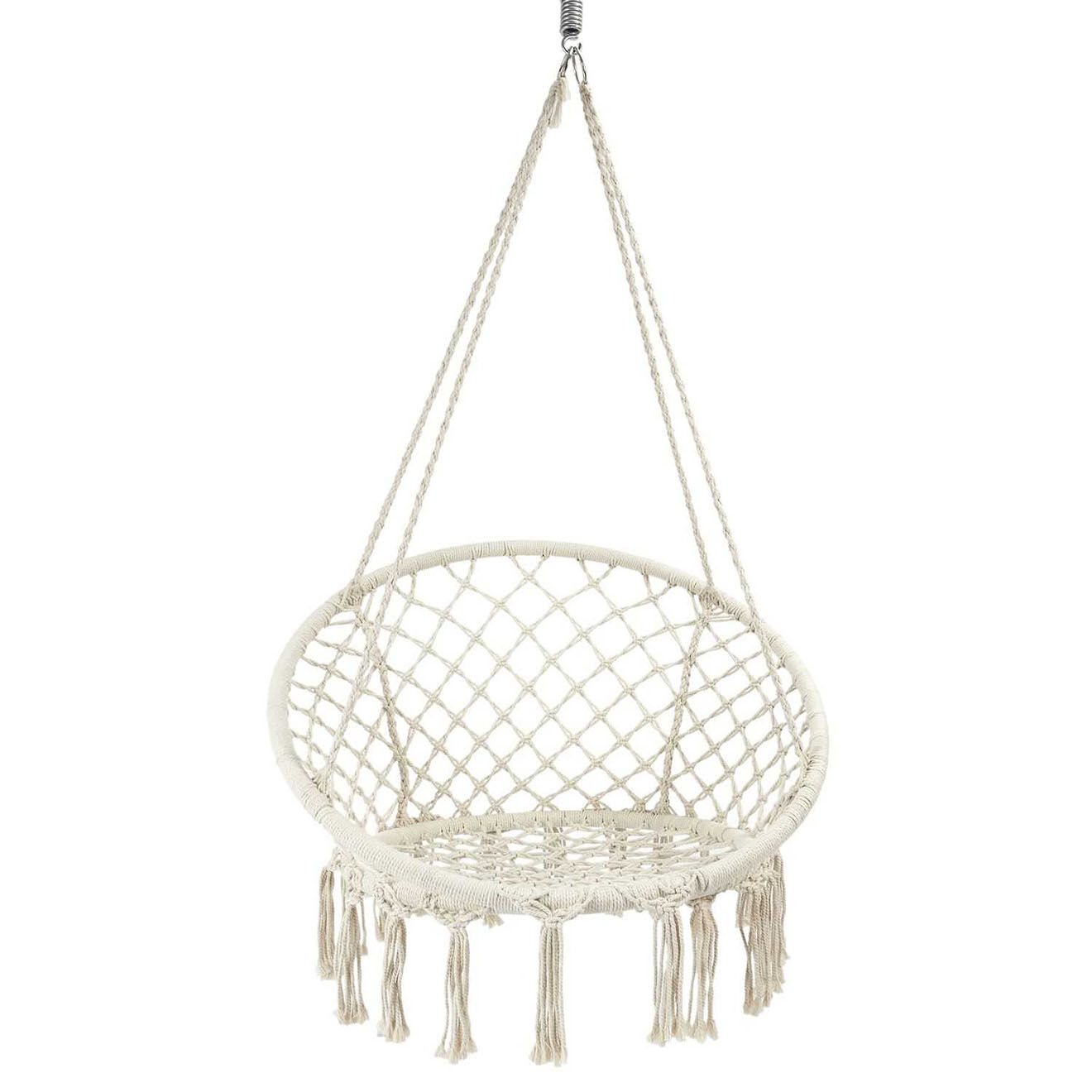 Home Deco Factory Balancelle macramé terre inconnue beige - 80x120x82 cm