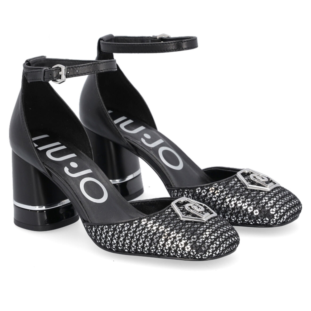 Liu-Jo Sandales en Cuir Hot noir/argenté - Talon 7 cm