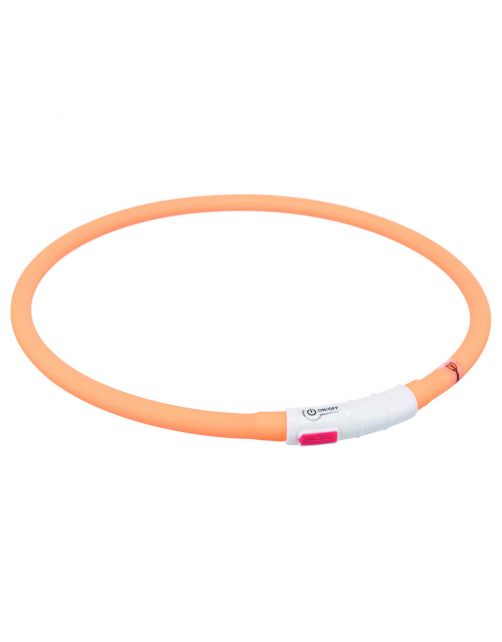 Trixie Usb Flash Lichtgevende Band Siliconen - Hondenveiligheidslampje - 70 cm Oranje Xs-Xl