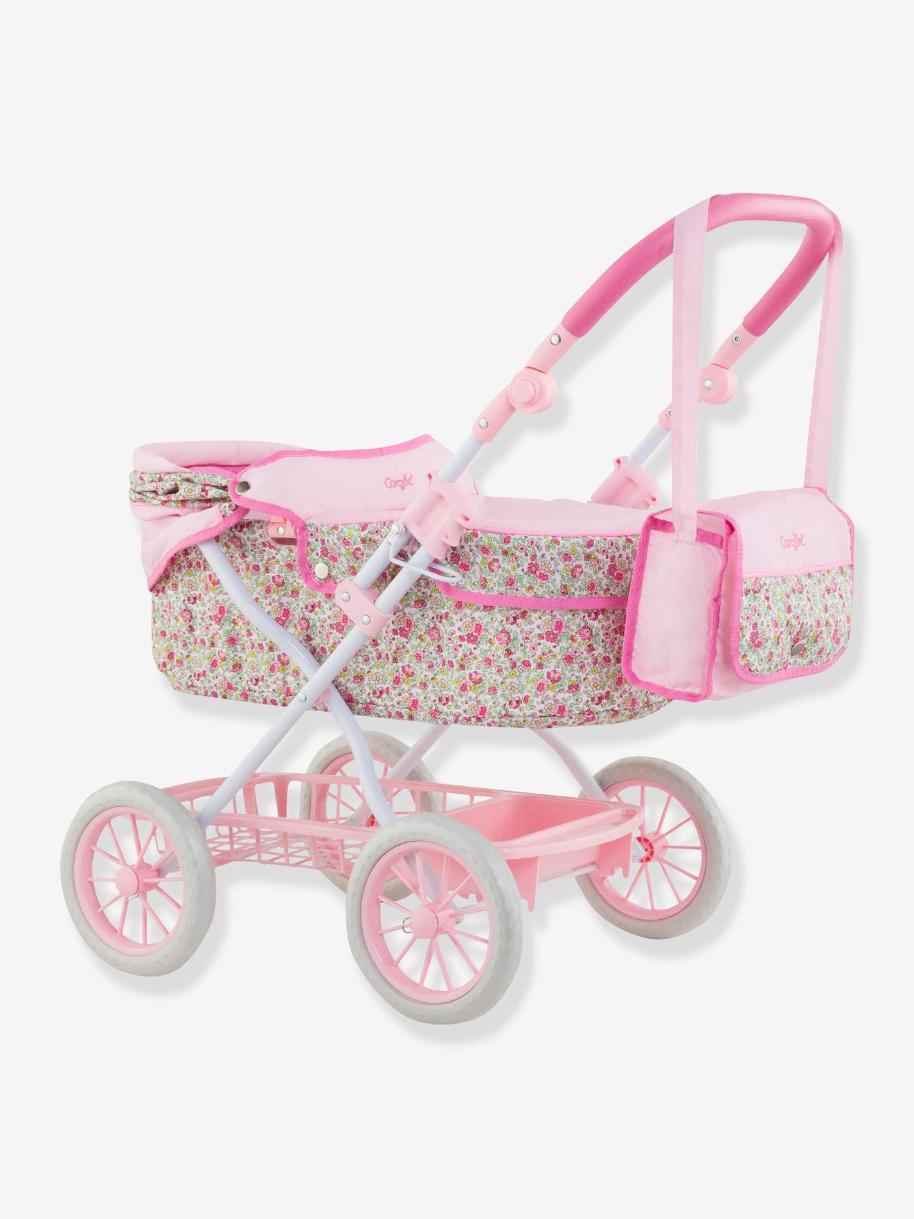 Carrinho de boneca COROLLE 36/42/52 cm médio rosa liso com estampas